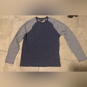 Banana Republic Mens Navy Gray Crew Neck Long Sleeve Size L Shirt